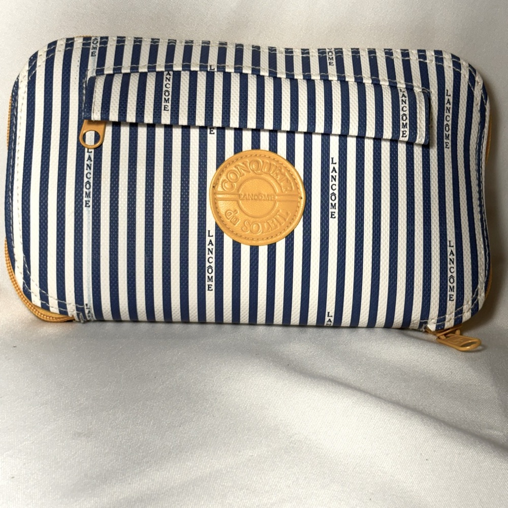 Lancôme Conquête du Soleil Convertible Tote Bag with Zipper‎ Pouch-stripped blue
